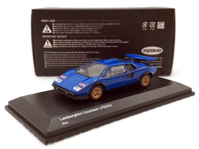 1:64 KYOSHO Car Model Lamborghini Countach LP500S Blue Car Toy Collectible