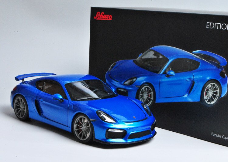 Schuco Model 1:18 Scale Porsche Cayman GT4 Blue Diecast Car Model