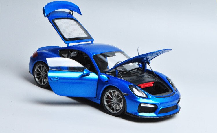 Schuco Model 1:18 Scale Porsche Cayman GT4 Blue Diecast Car Model