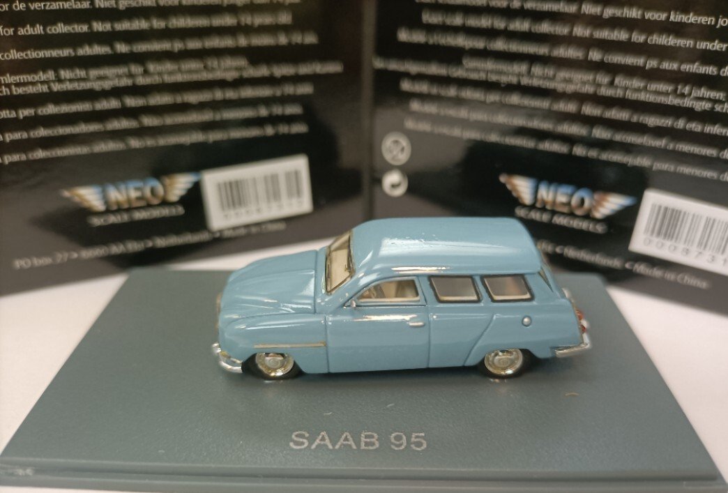 1/87 Neo For Saab 95 Wagon 1964 blue Car Model Toys - 图片 1
