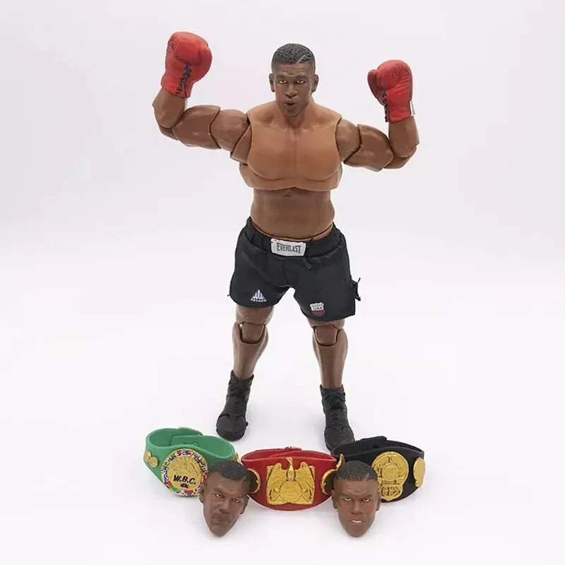 Boxing Champion Mike Tyson 7'' Action Figure Three Head Face Collectible