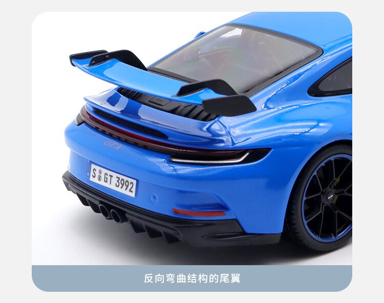 1/18 Diecasts for Porsche 911 992 GT3 2022 Alloy Car Model Blue Rivera