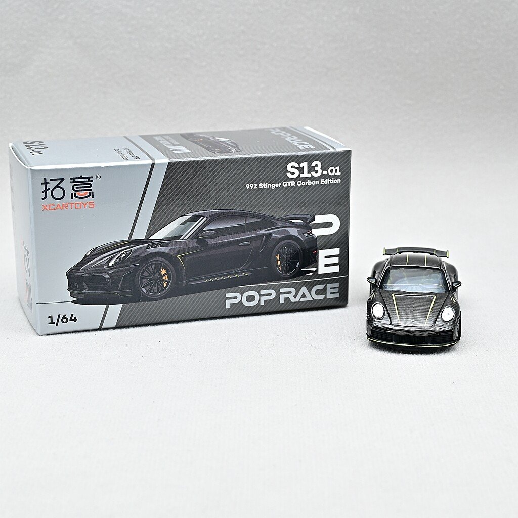 1:64 POPRACE for Porsche 992 Model Car Diecast Vehicle Black