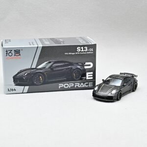 1:64 POPRACE for Porsche 992 Model Car Diecast Vehicle Black - 图片 4