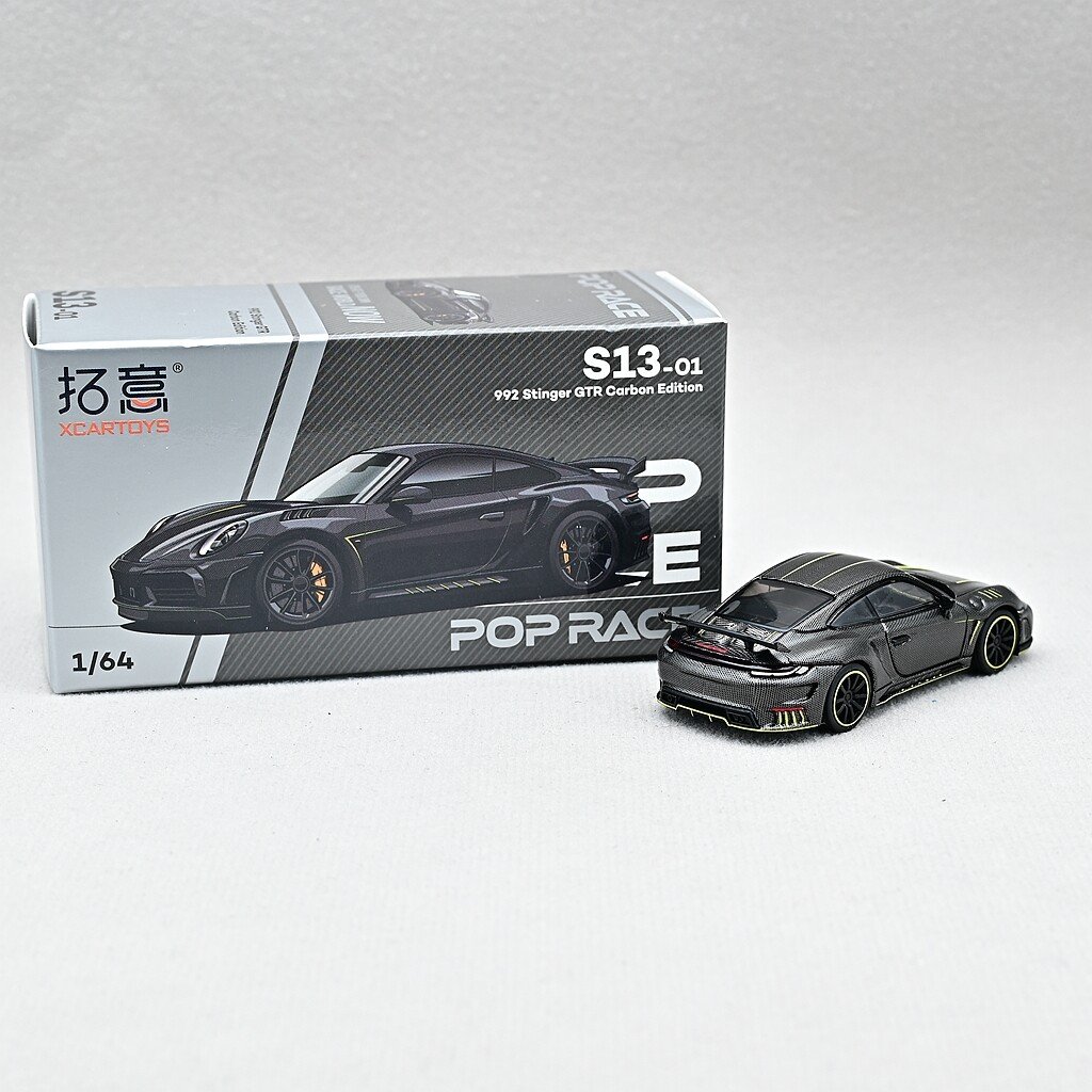 1:64 POPRACE for Porsche 992 Model Car Diecast Vehicle Black