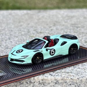 U2 1:64 SF90 Spider Novitec Baby Blue Resin Model Car