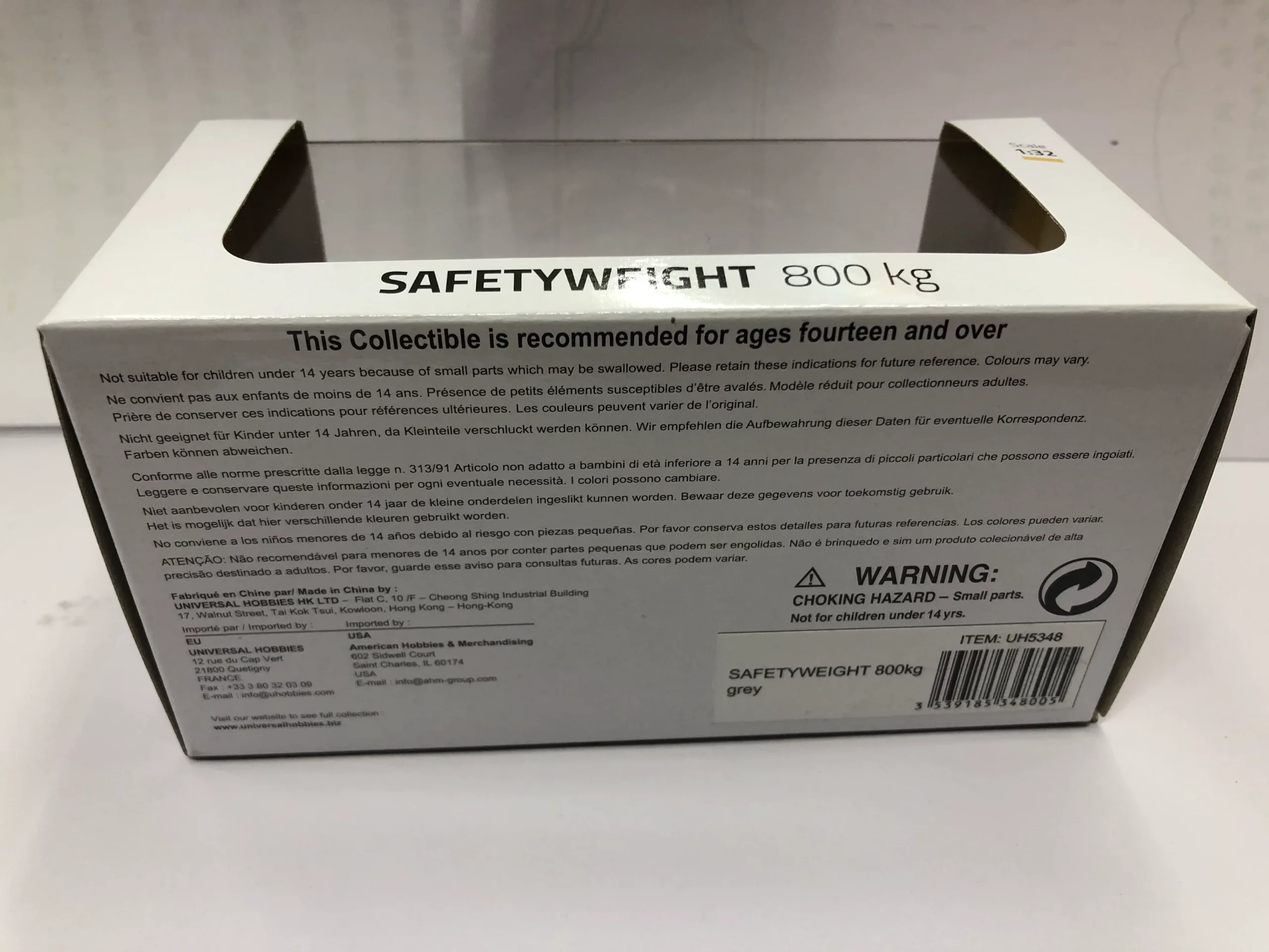UH 1:32 SAFETYWEIGHT 800kg Front Tractor Bumper Weight Grey Alloy Model 5348 - 图片 4