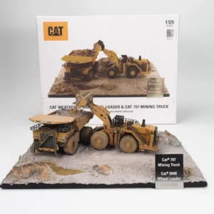 DM 1:125 CAT 994K&797 Caterpillar Loader Mining Truck Muddy Scene Set Model 85762