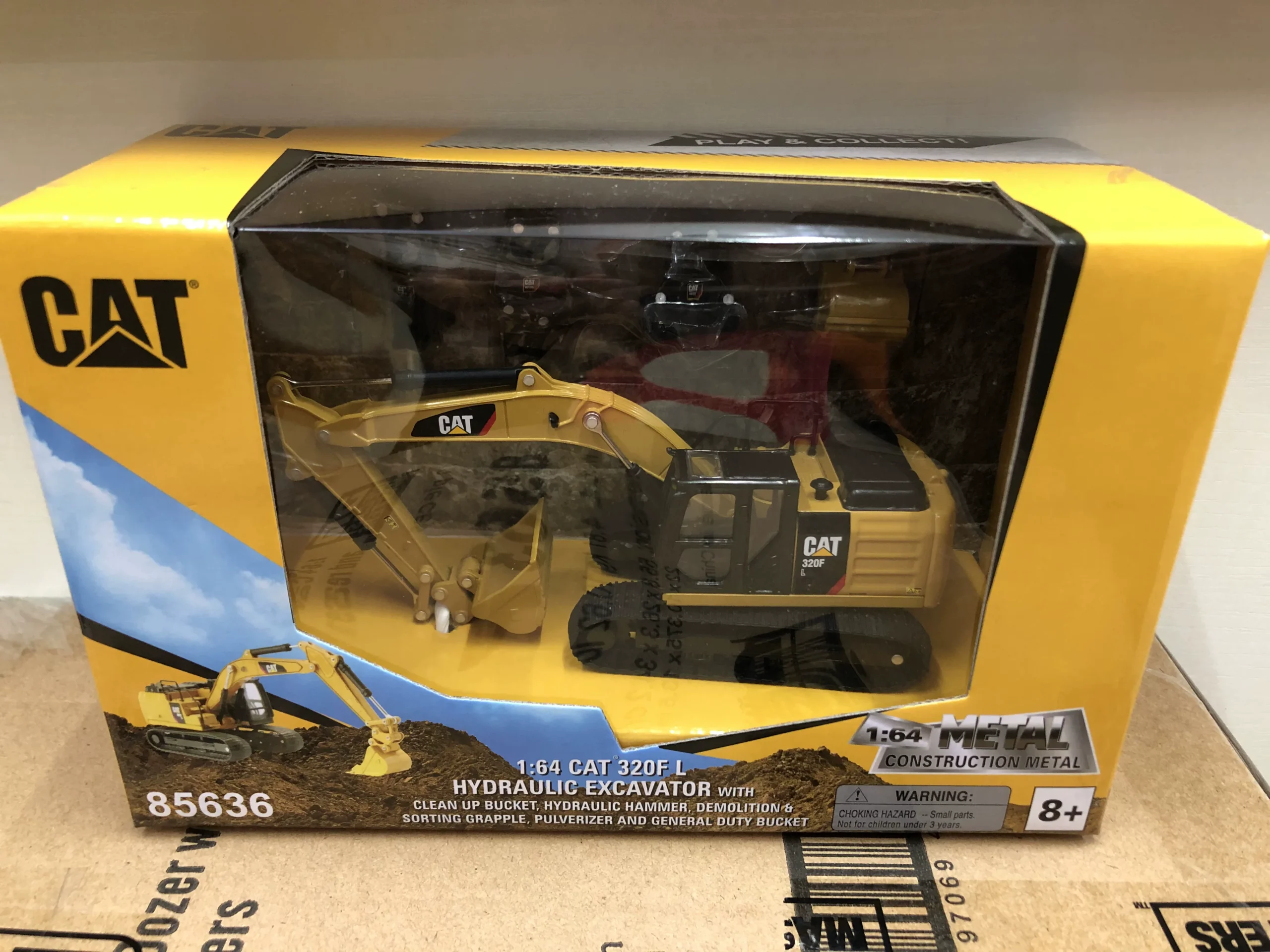 DM 1:64 CAT 320F L Caterpillar Excavator Broken Shear Clamp Engineering Vehicle Model 85636 - 图片 1