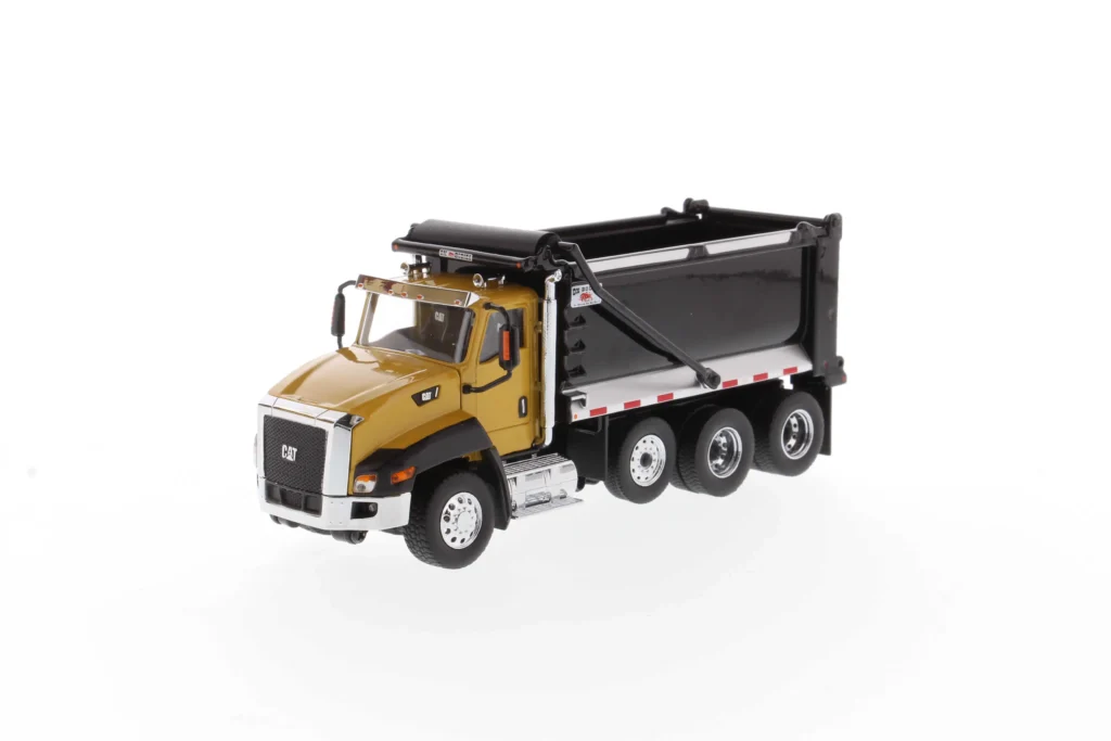 DM 1:50 Cat CT660 Day Cab Automatic Loading and Unloading Truck Yellow Alloy Dump Truck Model 85668