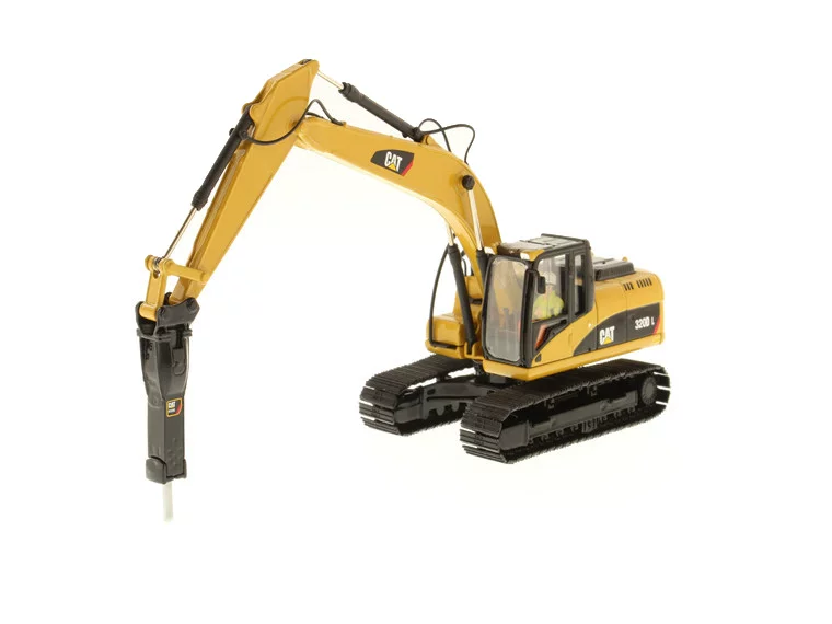 DM 1:50 CAT 320D L Caterpillar Hydraulic Breaker Excavator Engineering Vehicle Alloy Model 85280
