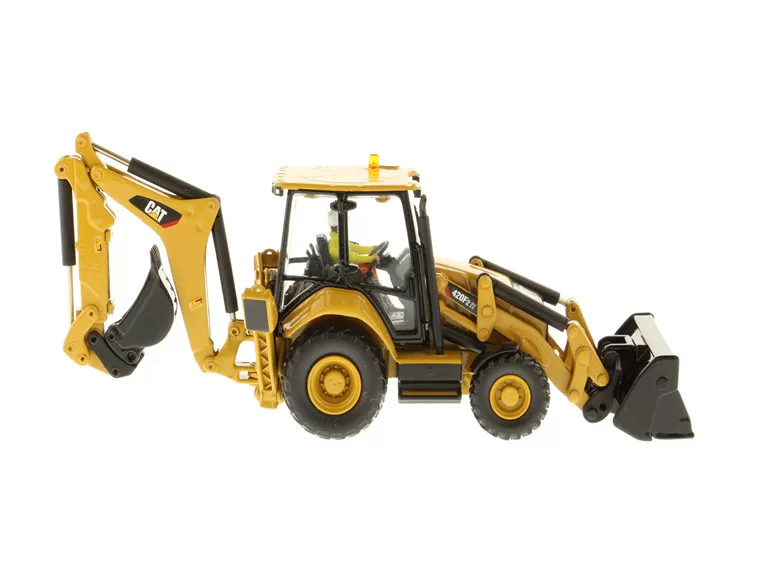 DM 1:50 CAT 420F2 Caterpillar skid steer loader two-headed busy engineering vehicle model 85233
