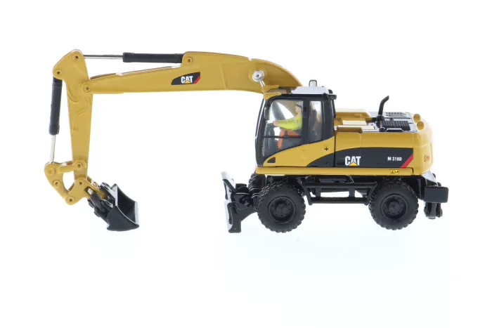 DM 1:87 CAT M318D Caterpillar Wheel Excavator Alloy Forklift Model Simulation Engineering Vehicle 85177