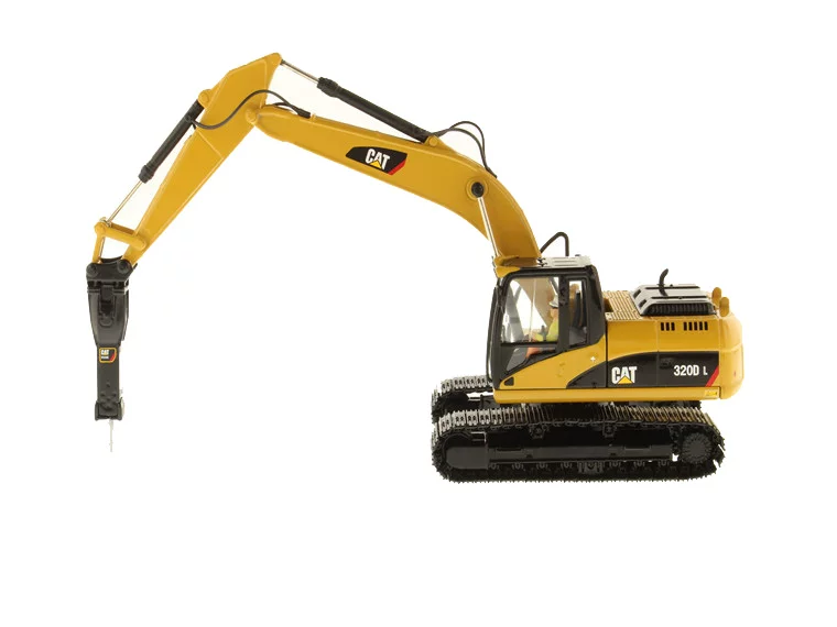 DM 1:50 CAT 320D L Caterpillar Hydraulic Breaker Excavator Engineering Vehicle Alloy Model 85280