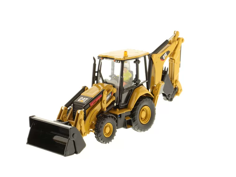 DM 1:50 CAT 420F2 Caterpillar skid steer loader two-headed busy engineering vehicle model 85233