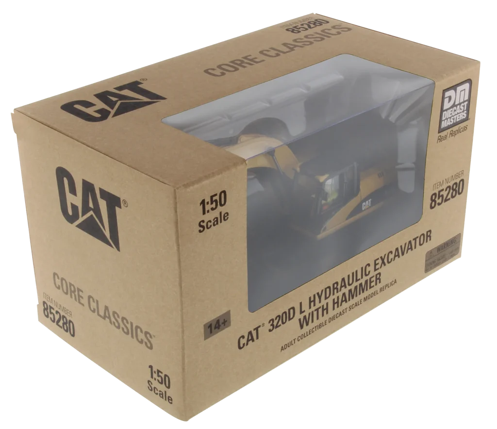 DM 1:50 CAT 320D L Caterpillar Hydraulic Breaker Excavator Engineering Vehicle Alloy Model 85280