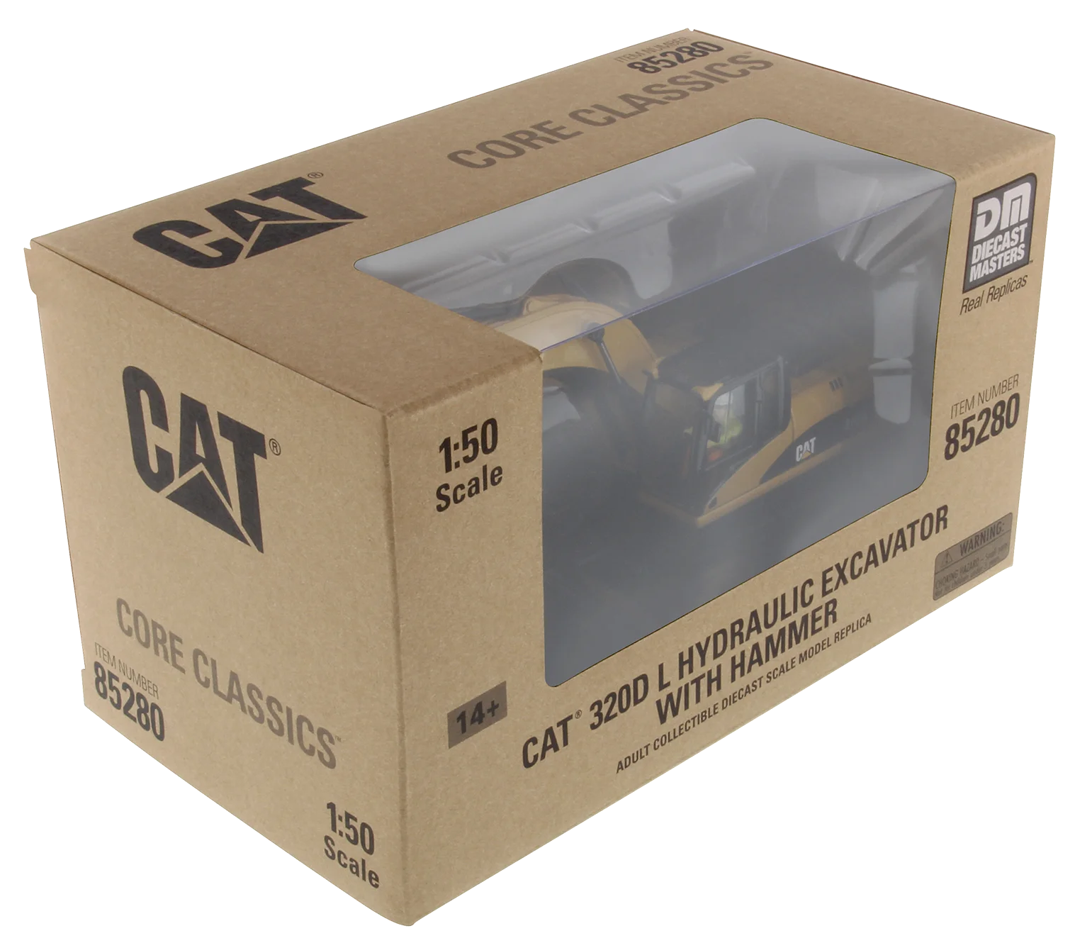 DM 1:50 CAT 320D L Caterpillar Hydraulic Breaker Excavator Engineering Vehicle Alloy Model 85280 - 图片 4