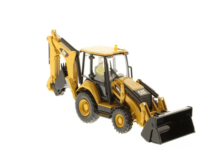 DM 1:50 CAT 420F2 Caterpillar skid steer loader two-headed busy engineering vehicle model 85233